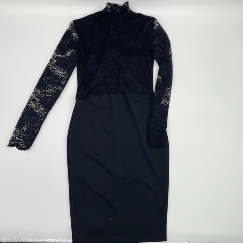 UEC Windsor black high collar long sleeve midi dress medium